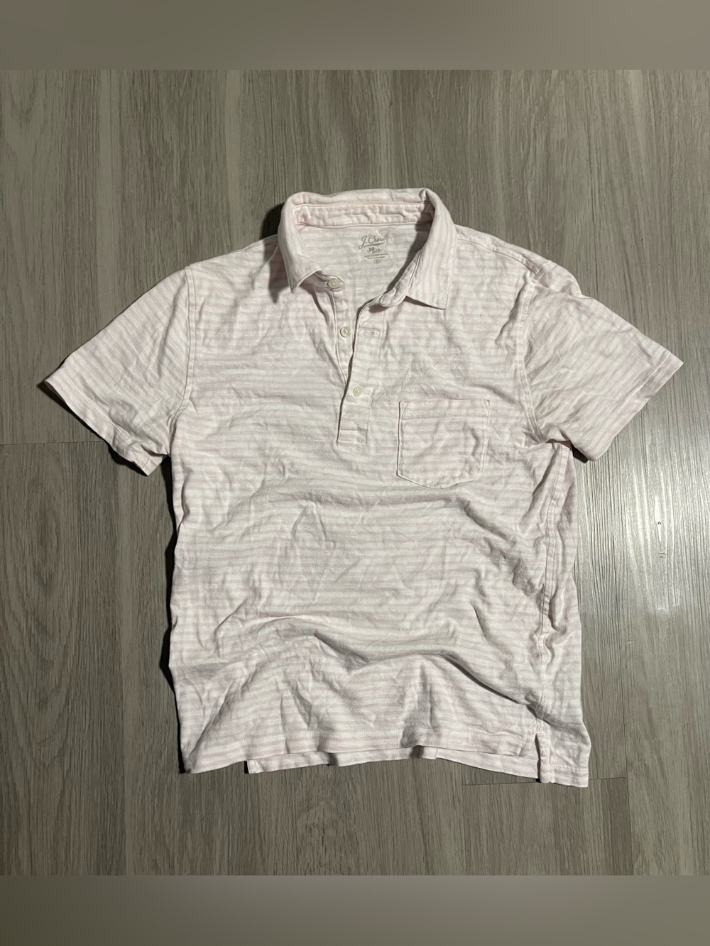 Men's Light Pink Striped J. Crew Polo Shirt